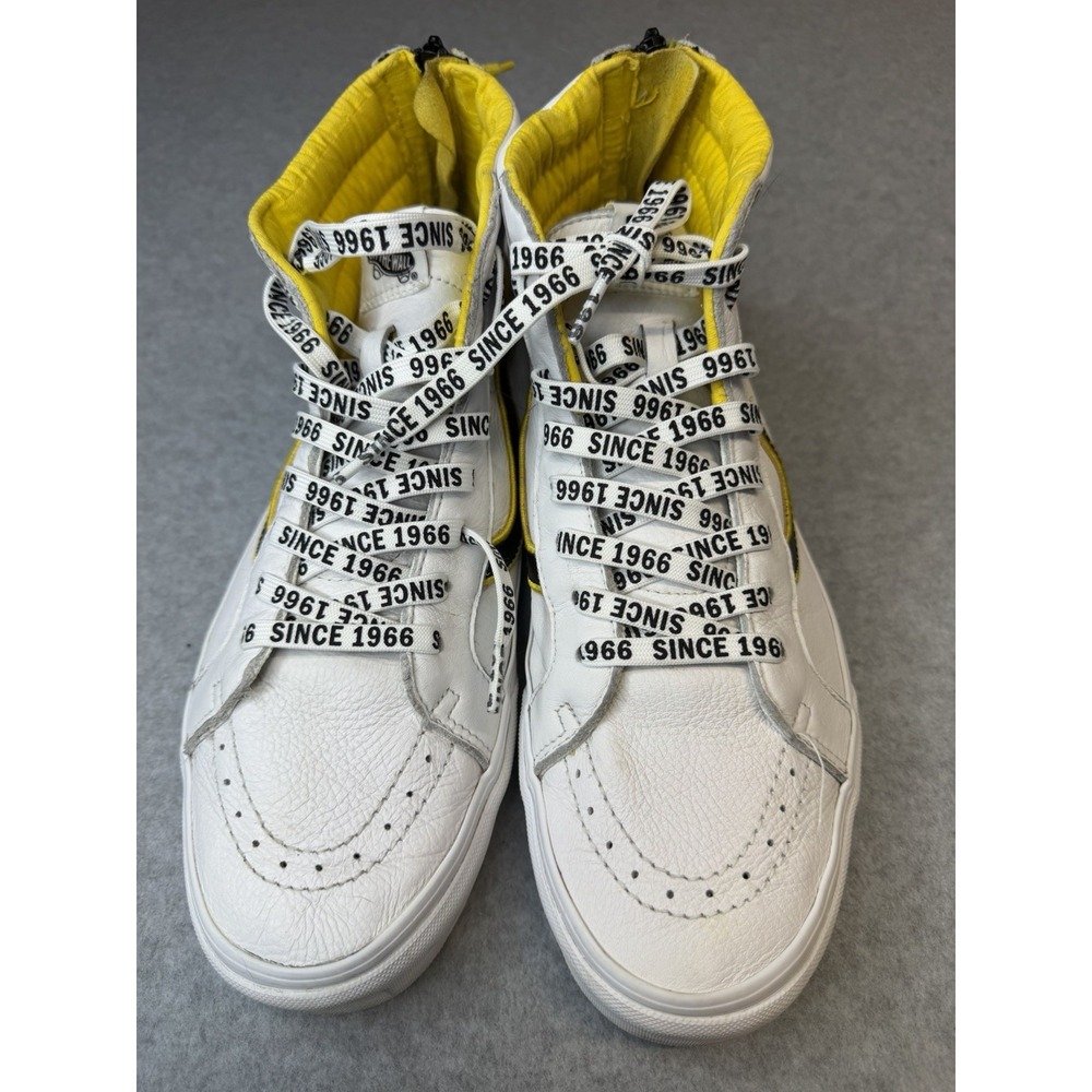 Vans Sk8-Hi Family Reissue Zip Premium - White Leather/Yellow/Black Mens 12 - Picture 2 of 10